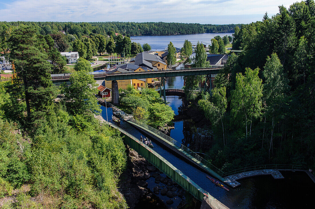 View from the viaduct in Håverud on Dalsland Canal, Sweden