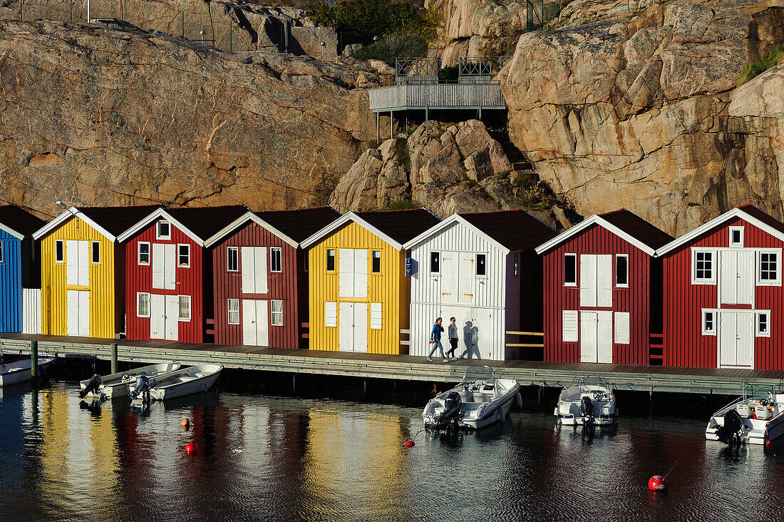 Bootshäuser in Smögen, Bohuslän, Schweden