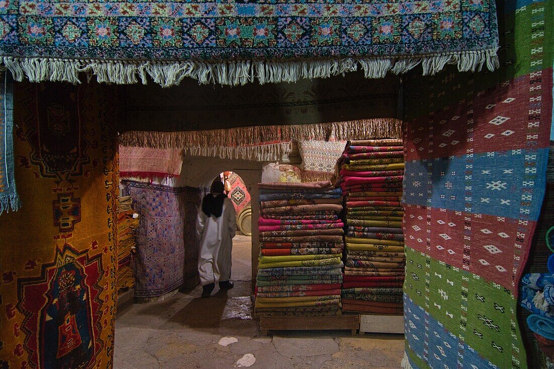 Teppichladen in der Kasbah Taourirt in Ouazarzate südlich vom Hohen Atlas, Marokko