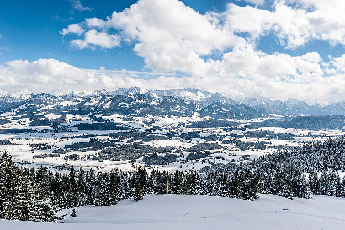 snowy landscape, Illertal, Hoernerdoerfer, Allgaaeu, Baden-Wuerttemberg, Germany, Europe, winter, Alps