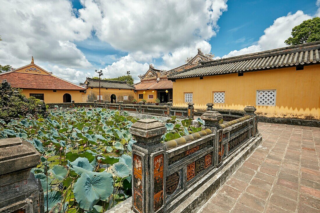 Lotus Lake at Truong Du Pavilion. Dien Tho Residence, Imperial City, Hue, Vietnam.