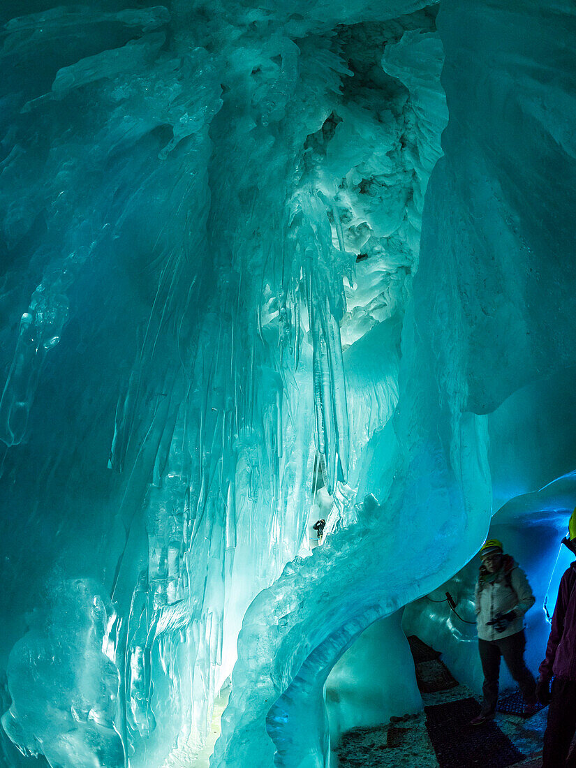 Glacier Cave Natur Eispalast, Hintertux glacier, Zillertal, Tyrol, Austria, Europe