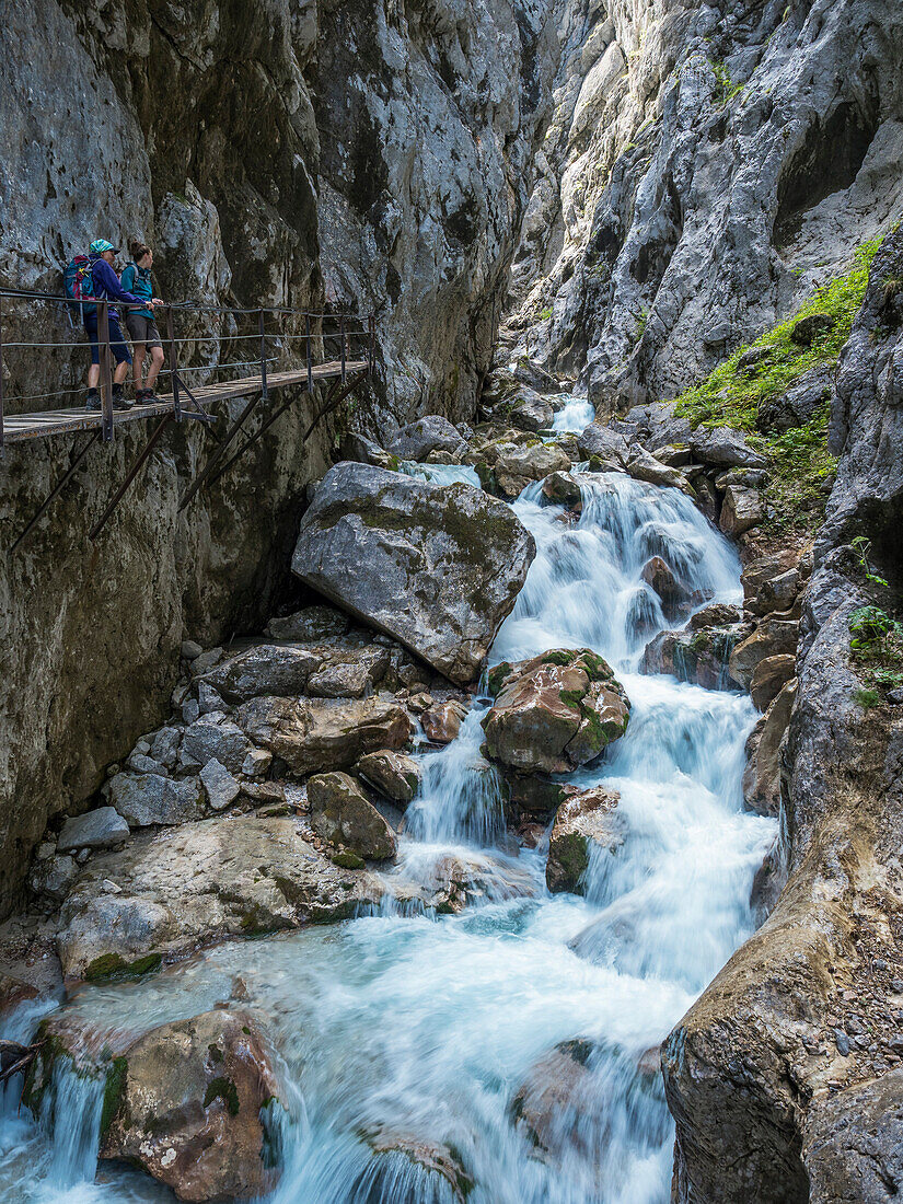 Höllentalklamm bei Garmisch-Partenkirchen, Hammersbach, Zugspitz-Massiv, Wettersteingebirge, Alpen, Werdenfelser Land, Oberbayern, Deutschland