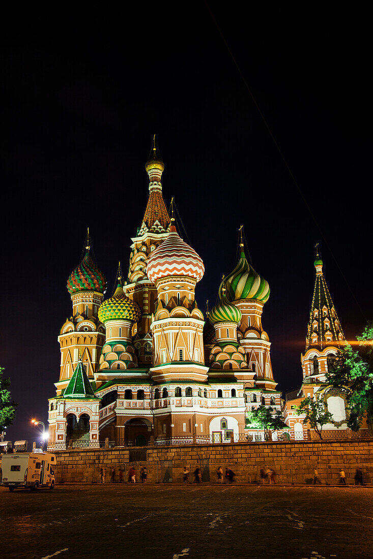 RUSSIA, Moscow. The St. Basil's Cathedral in Red Square at night.