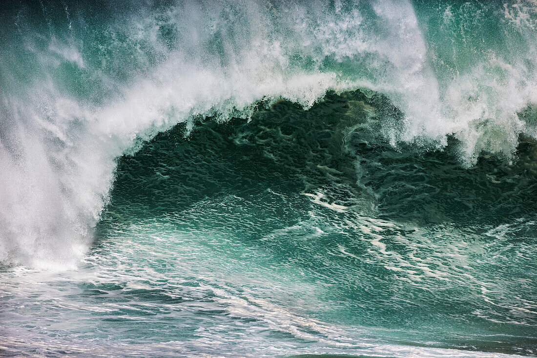 HAWAII, Oahu, North Shore, Eddie Aikau, 2016, big waves seen crashing during the Eddie Aikau 2016 surf competition, Waimea Bay