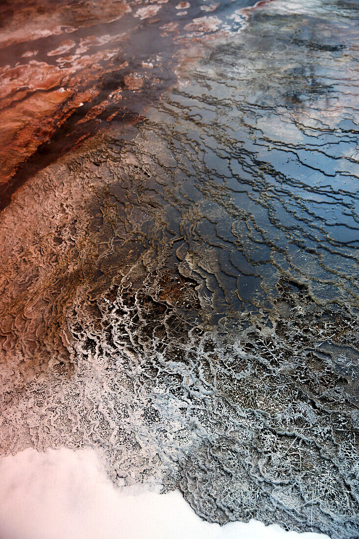 USA, Wyoming, Yellowstone National Park, mineral details at the Upper Terraces of the Mammoth Hot Springs