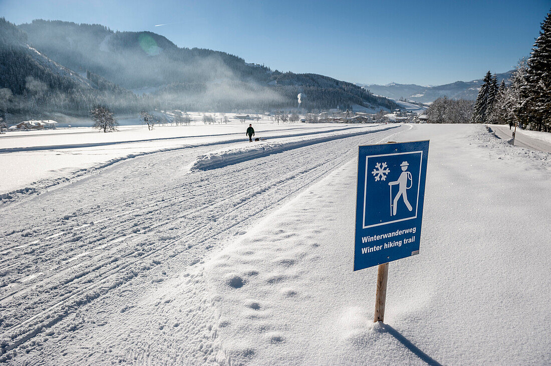 Winterwanderweg, Schnee, Winter, Skigebiet, Werfenweng, Österreich, Alpen, Europa