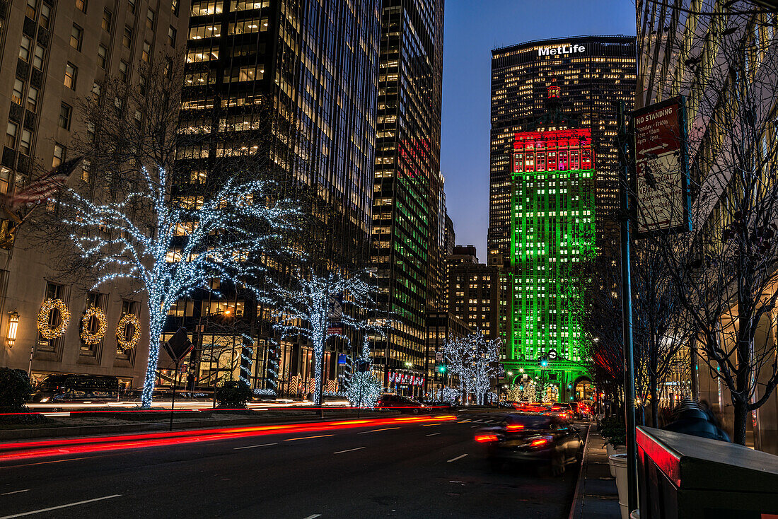 Christmas Decorations On Park Avenue; New York City, New York, United States Of America