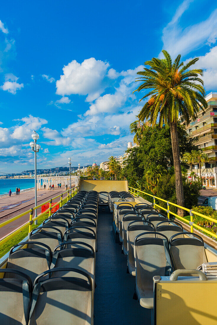 Seating On A Tour Bus Along The Coast; Nice, Cote D'azur, France