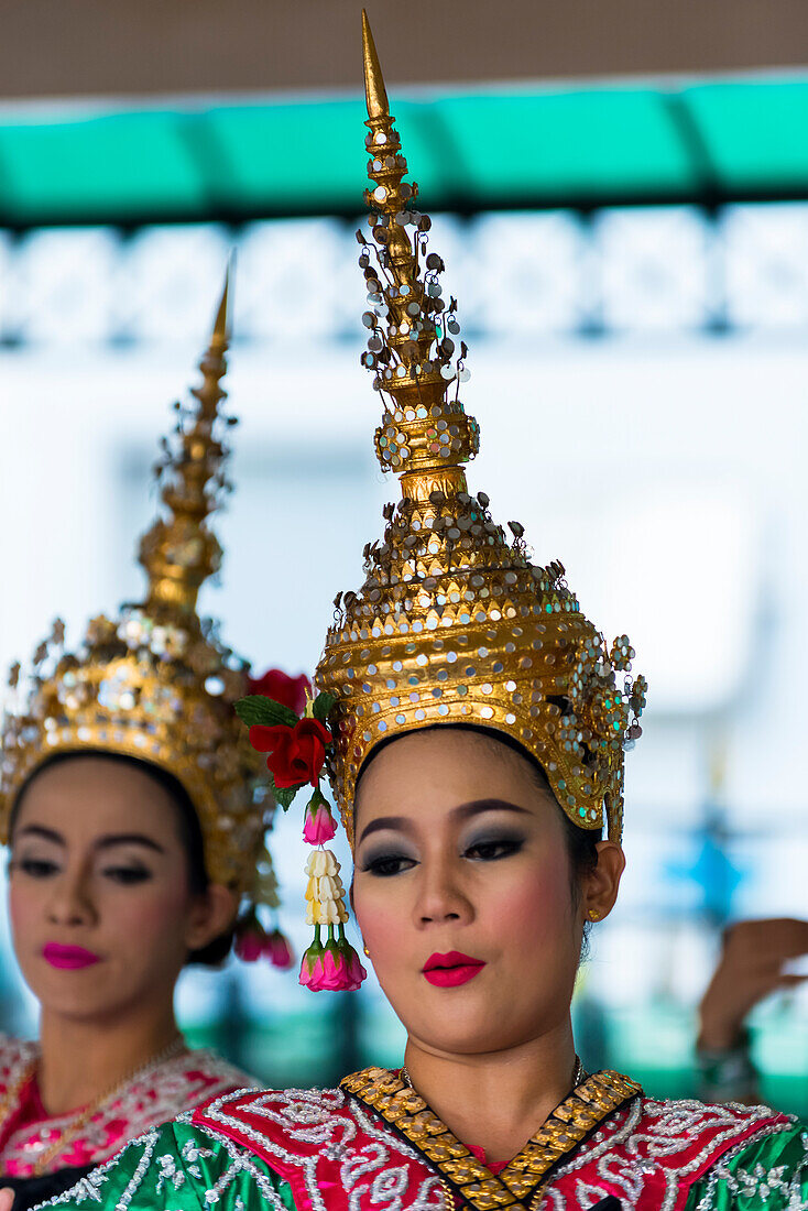Young Women At A Traditional Dance; Bangkok, Thailand