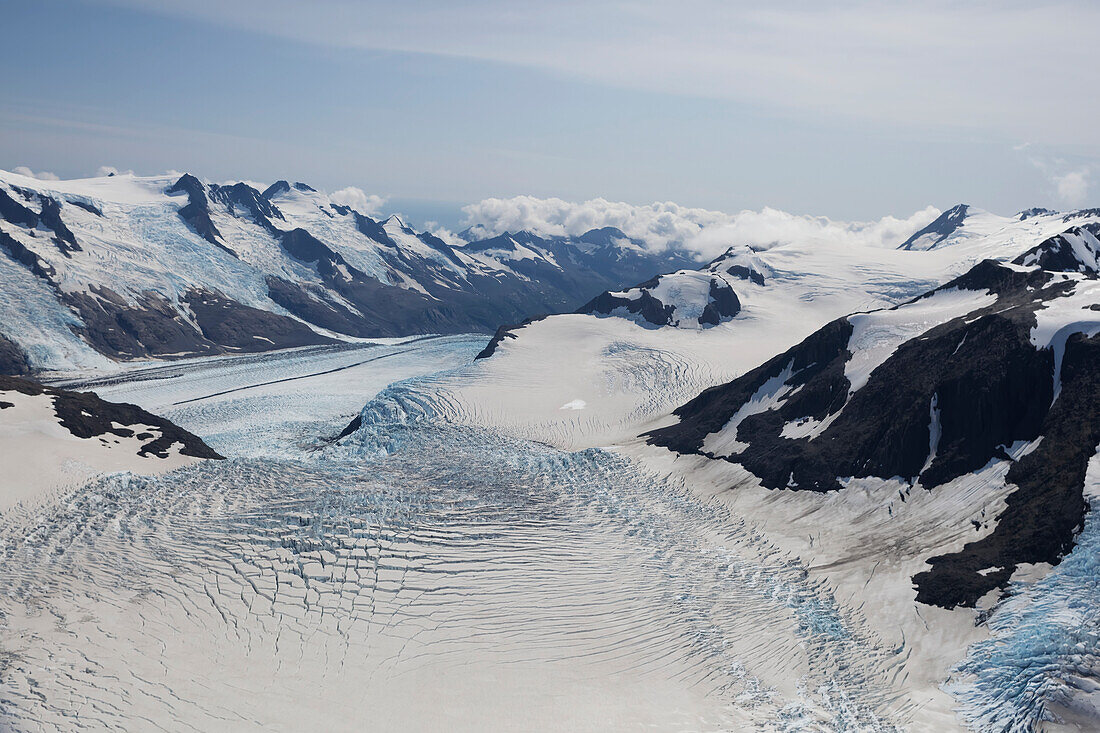 Chernof Glacier And Mccarty Glacier, Harding Ice Field, Kenai Fjords National Park; Alaska, United States Of America