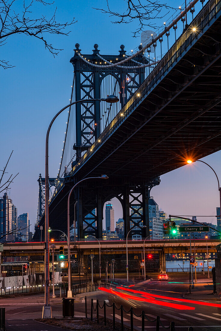 Manhattan Bridge At Sunset; New York City, New York, United States Of America