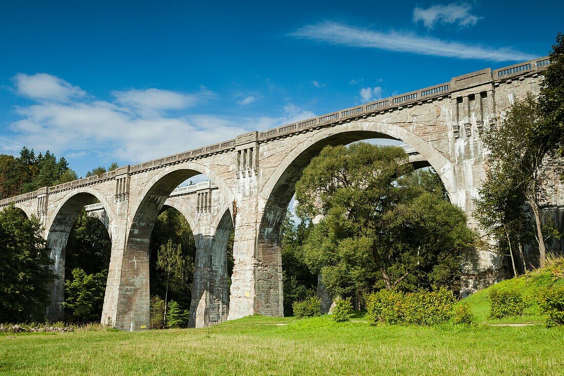 Historic railway bridge in Stanczyki, Warminsko-Mazurskie, Poland.