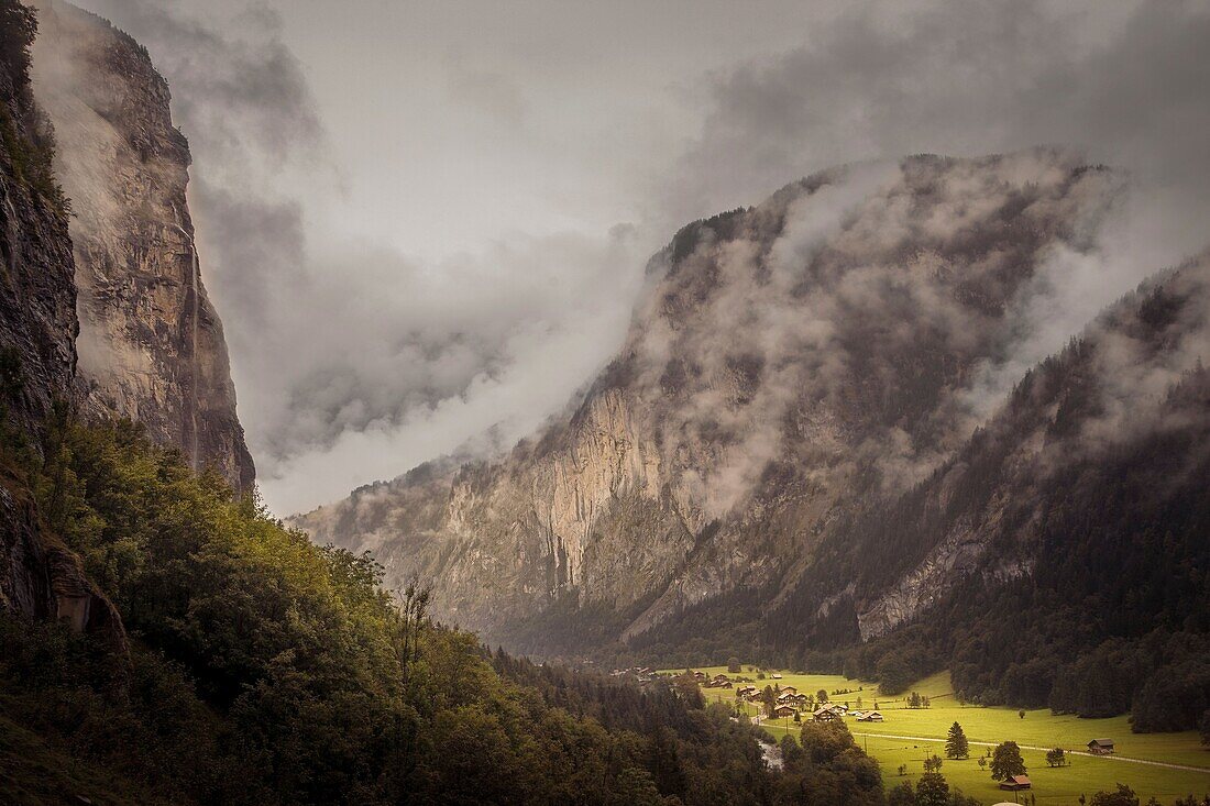 The magic of the Lauterbrunnen valley, Switzerland. The clouds are so normal in this valley.