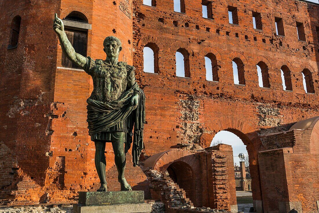 Caesar Augustus statue, Porta Palatina, Torino, Italy