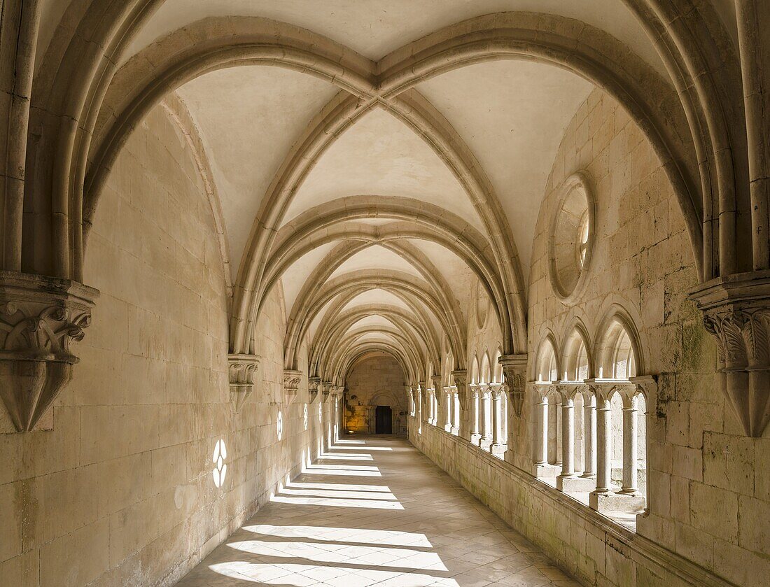 The cloister. The monastery of Alcobaca, Mosteiro de Santa Maria de Alcobaca, listed as UNESCO world heritage site. Europe, Southern Europe, Portugal.