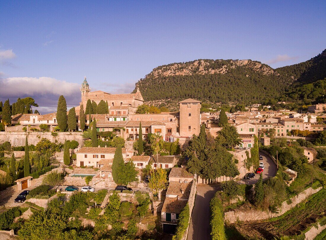 Cartuja und Palast von König Sancho, Valldemossa, Sierra de Tramuntana, Mallorca, Balearische Inseln, Spanien, Europa