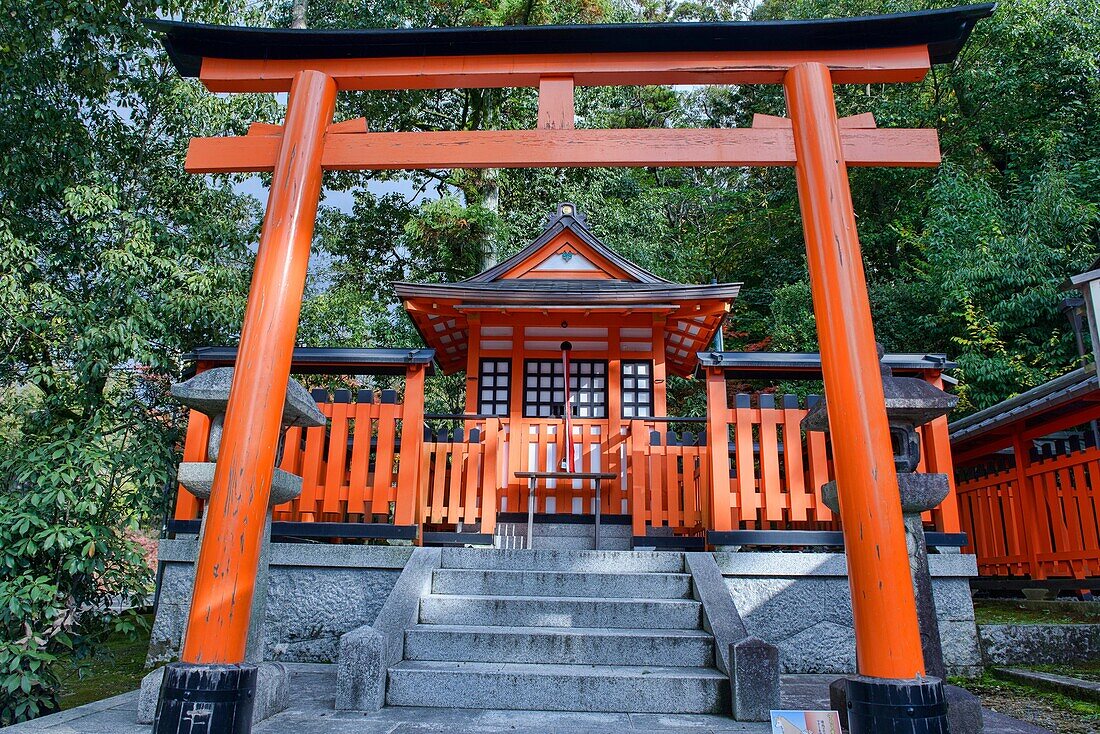Torii shrine gate at Fushimi Inari Shrine, Kyoto, Japan.