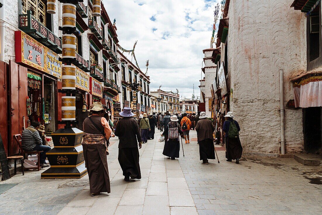 Lhasa, Tibet, China - The view in Barkhor Street in the daytime.
