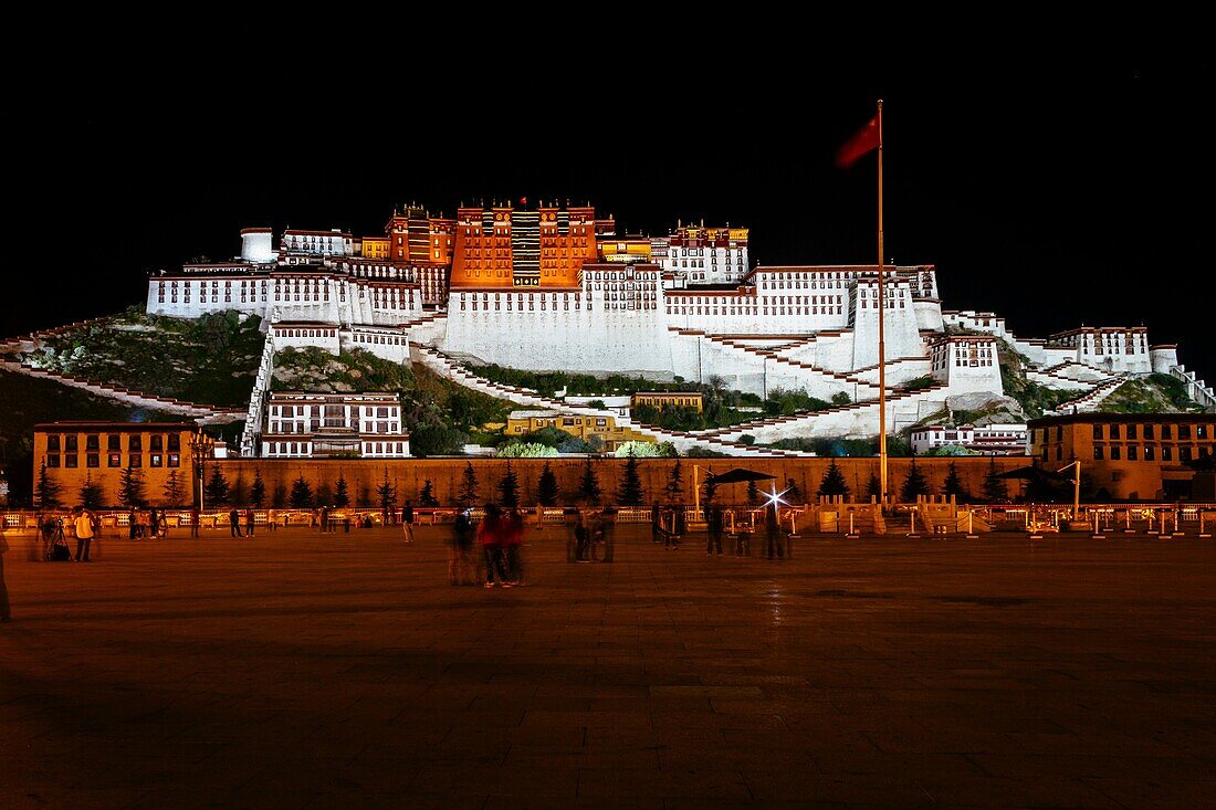 Lhasa, Tibet, China - The view of Potala Palace at night.