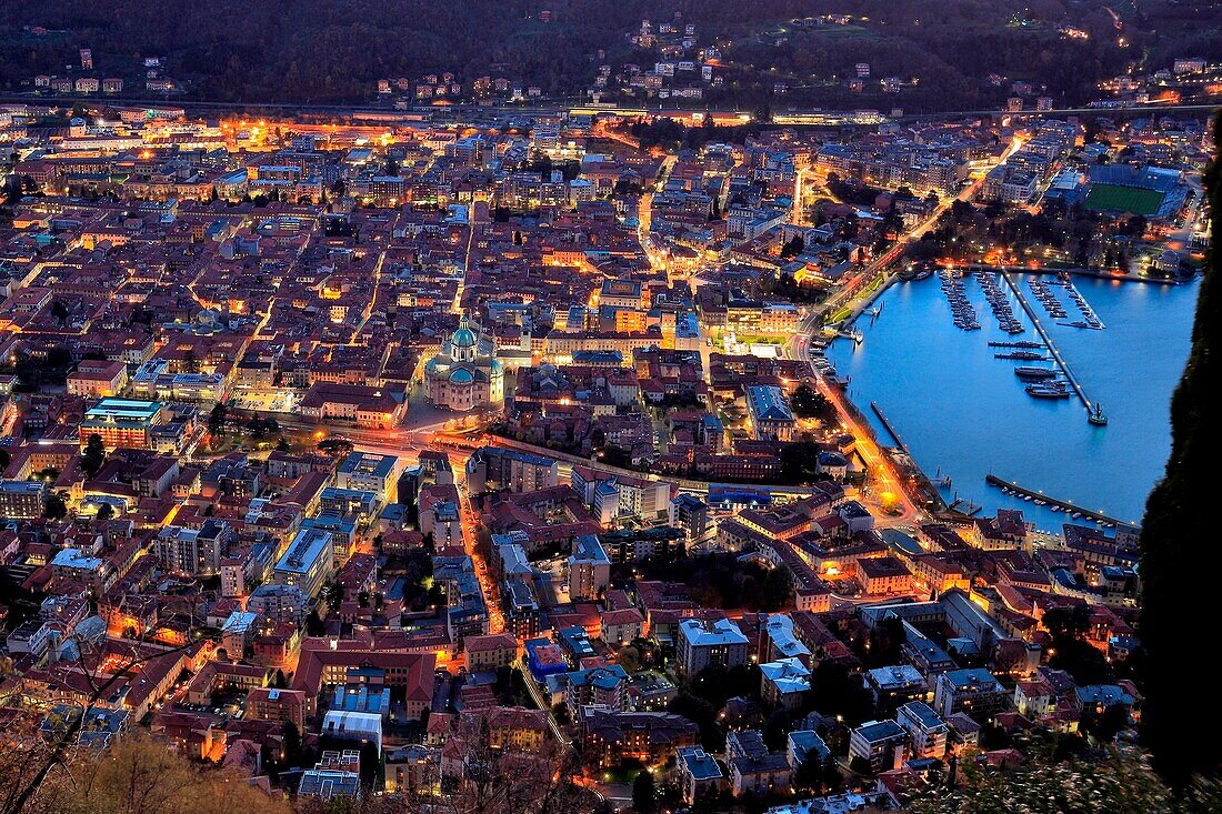 Como by night, Lake Como, Lombardy, Italy.