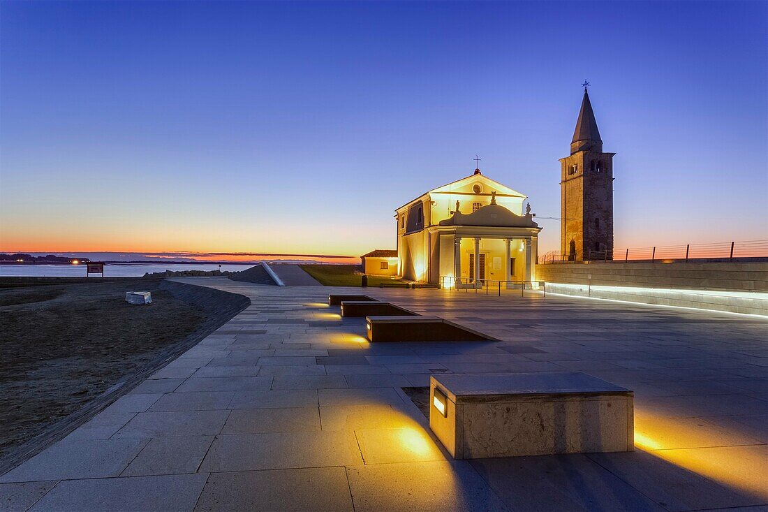 Europe, Italy, Veneto. The Church of the Blessed Virgin of the Angel on the Caorle seafront.