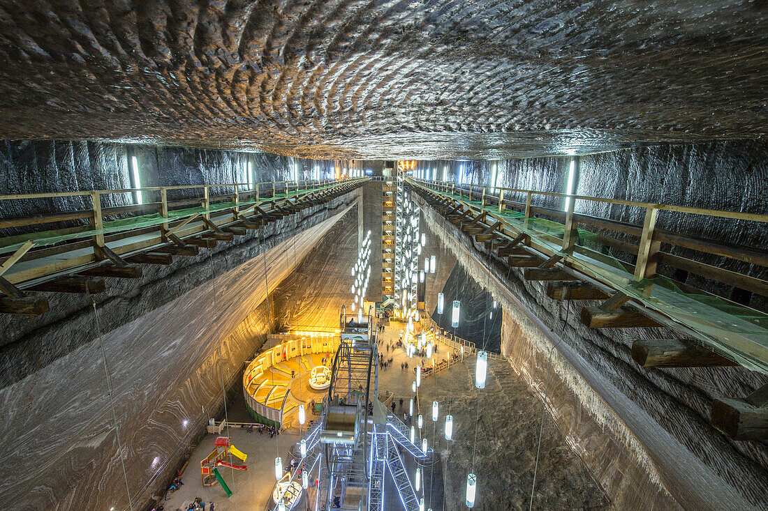 Rudolf hall, view from over, Salina Turda, Turda village, Cluj-Napoca district, Transylvania, Romania