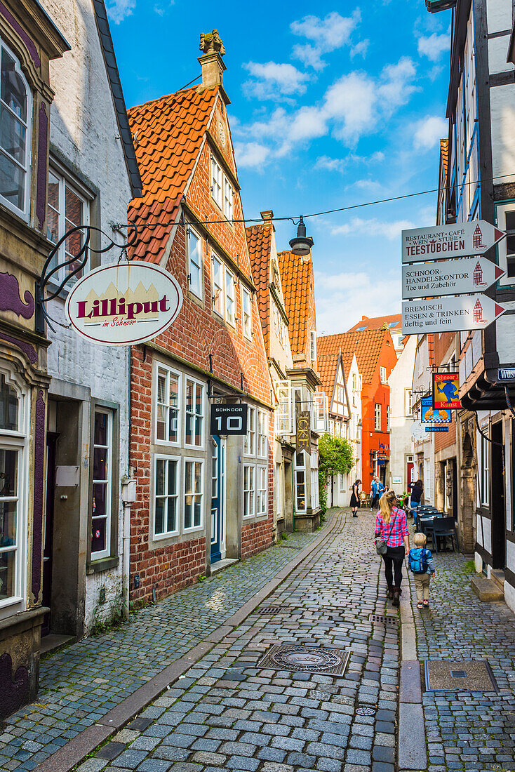 Bremen, Bremen State, Lower Saxony, Germany. Schnoor old district.