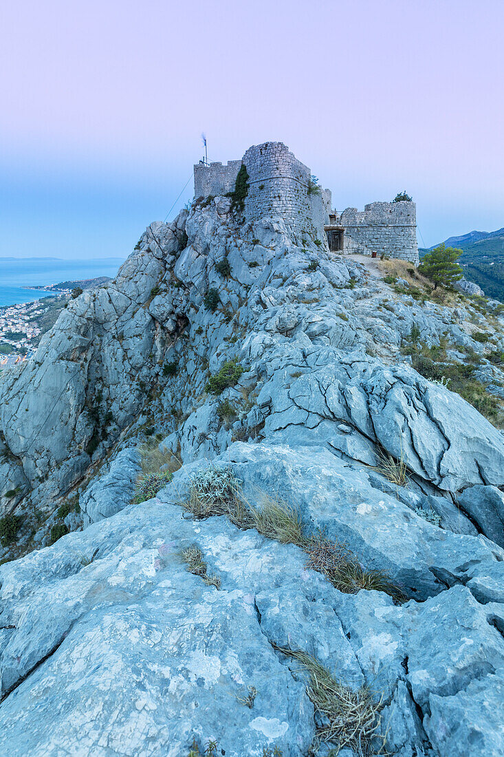 Starigrad fortress (Fortica) above the city of Omis, Dalmatia, Adriatic Coast, Croatia