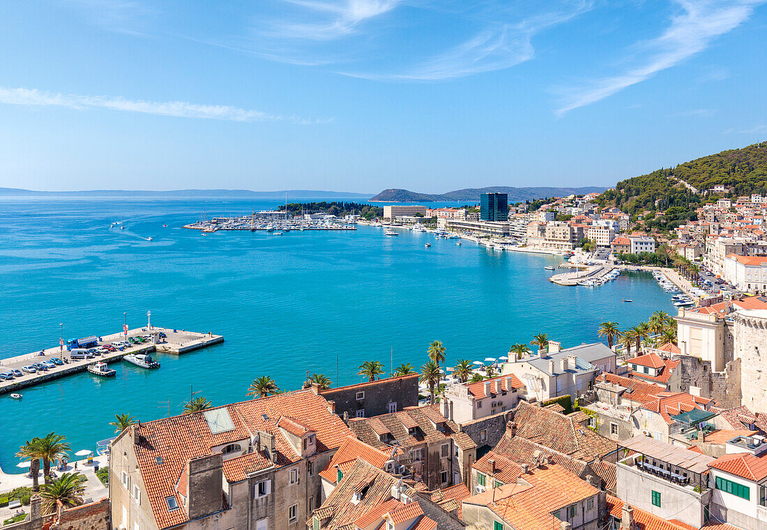 Elevated view of Split from the bell tower of the cathedral, Dalmatia, Croatia