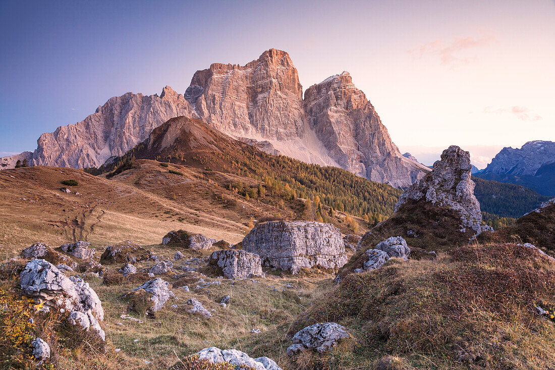 Mount Pelmo and Pelmetto as seen from Col Roan, Dolomites, Borca di Cadore, Belluno, Veneto, Italy