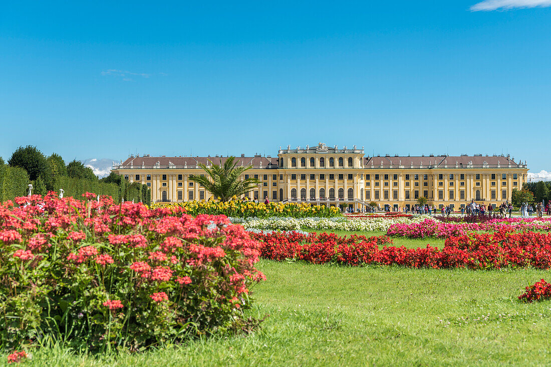 Vienna, Austria, Europe. The Great Parterre, the largest open space in the gardens of Schönbrunn Palace.