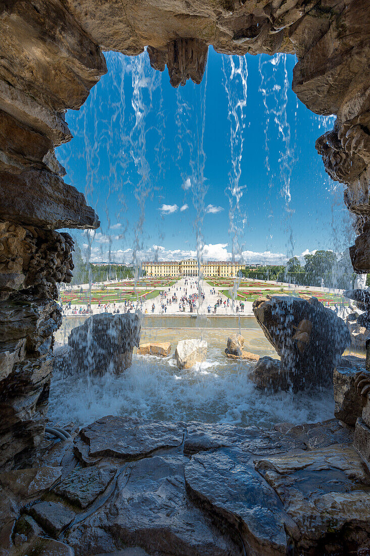 Vienna, Austria, Europe. The The Neptune Fountain in the gardens of Schönbrunn Palace.