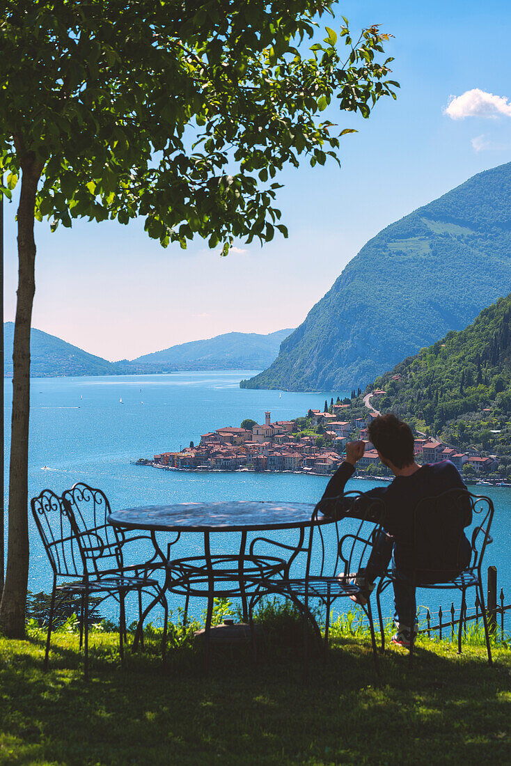 Relax view over Iseo lake Brescia province in Lombardy district, Italy, Europe