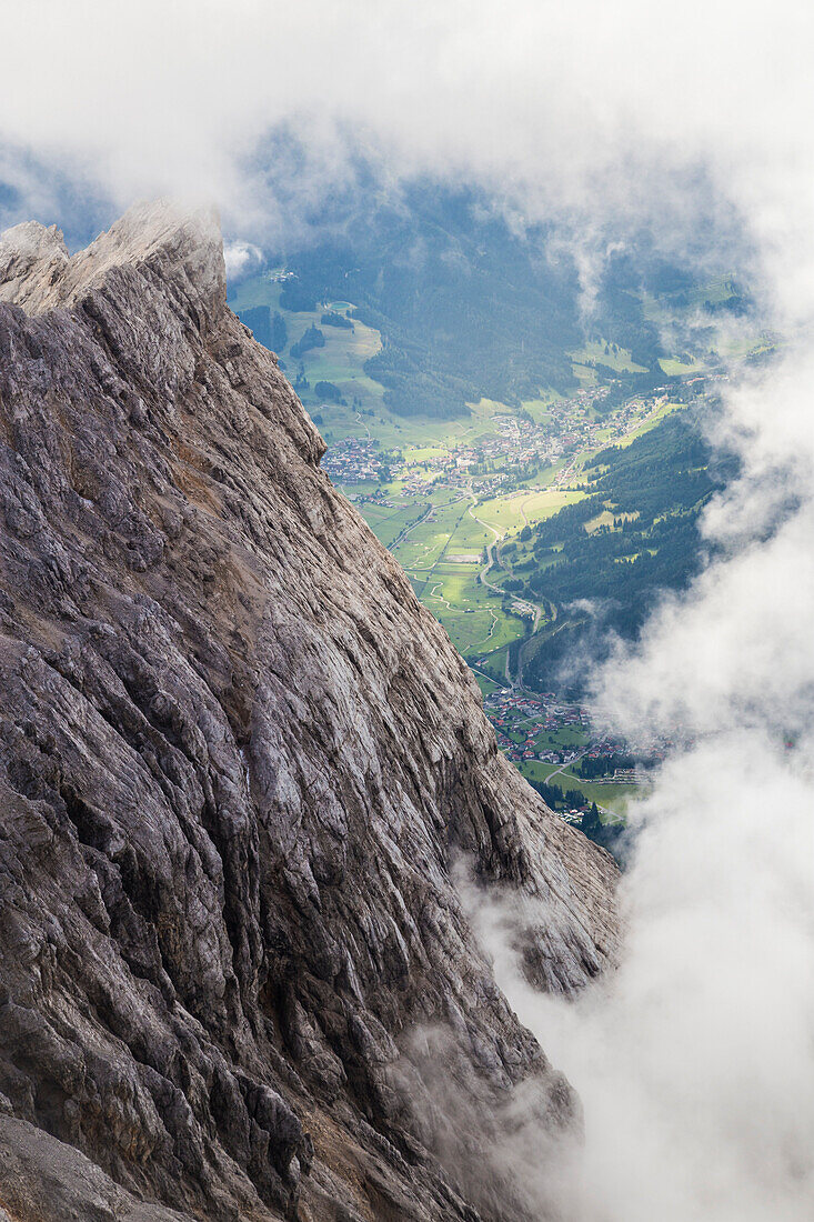 A view from the top of Zugspitze Glacier. Garmisch Partenkirchen, Bayern Alps, Germany.