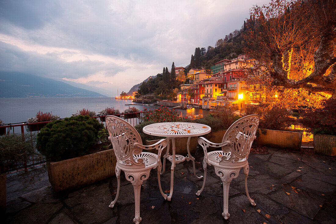 Dusk on Varenna. Varenna, Lecco province, Lake Como, Lombardy, Italy, Europe