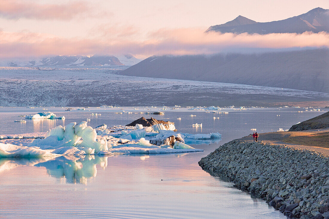 Iceberg in Jokulsarlon Glacier Lagoon during a sunrise, Austurland, Eastern Iceland, Iceland