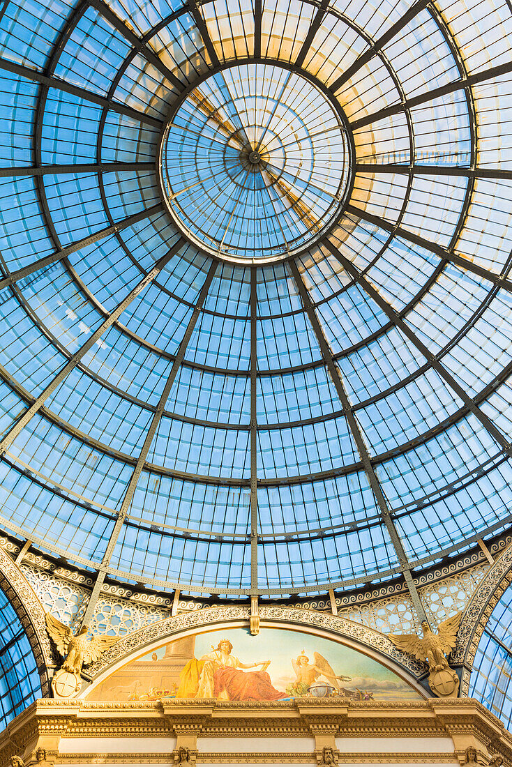 Milan,Lombardy,Italy The view of the dome of the Vittorio Emanuele gallery