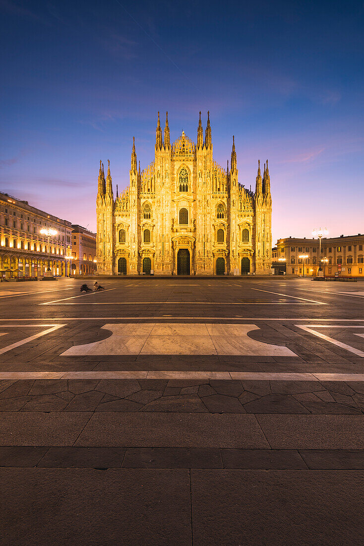 View of the square and the gothic Duomo, the icon of Milan, Lombardy, Italy, Europe