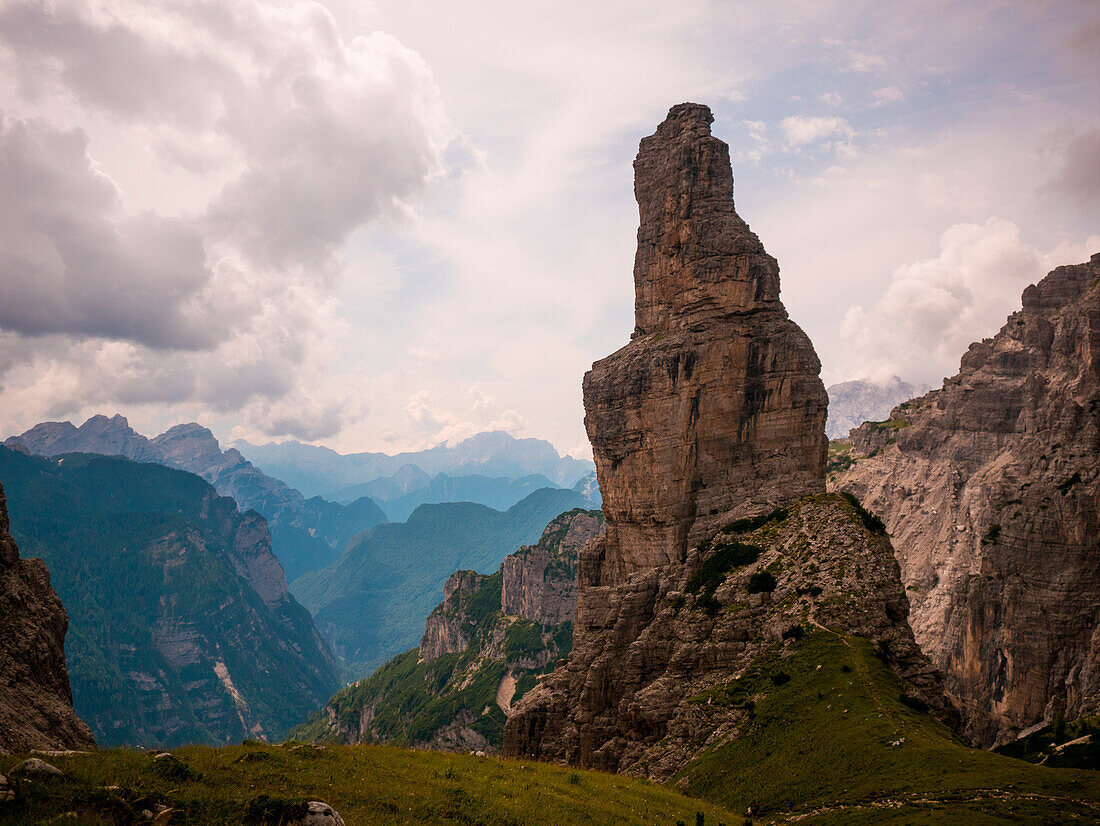 The Campanile di Val Montanaia peak in the Natural Park of the Friulian Dolomites, Pordenone province, Friuli Venezia Giulia region, Italy, Alps, Europe