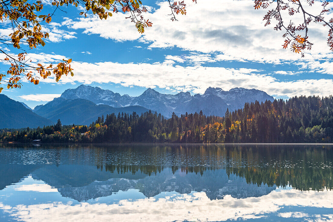 Lake Barmsee in autumn Europe, Germany, Bavaria, Krun