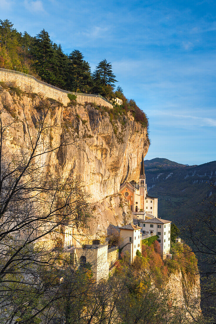 Sanctuary Madonna della Corona in autumn Europe, Italy, Veneto, Verona district, Spiazzi