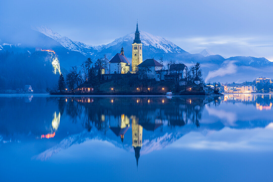 Lake Blad at twilight Europe, Slovenia, Bled