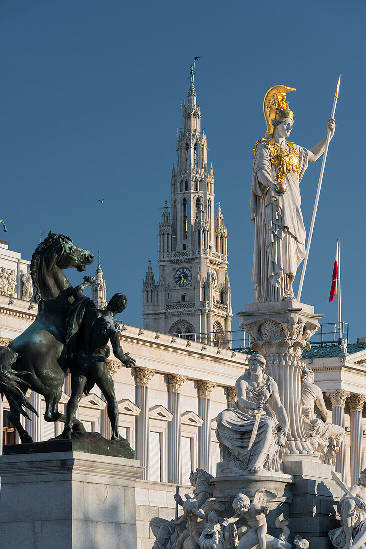 Parlament, Pallas Athene Statue, 1. Bezirk Innere Stadt, Wien, Österreich