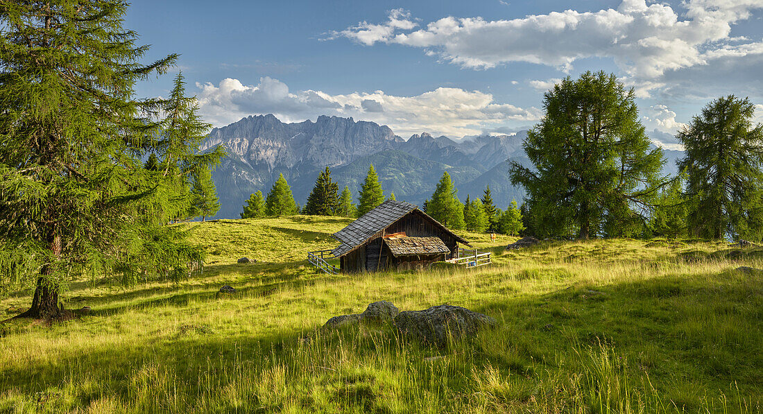View over the straganzalm on the Lienz Dolomites, Osttirol, Tirol, Austria
