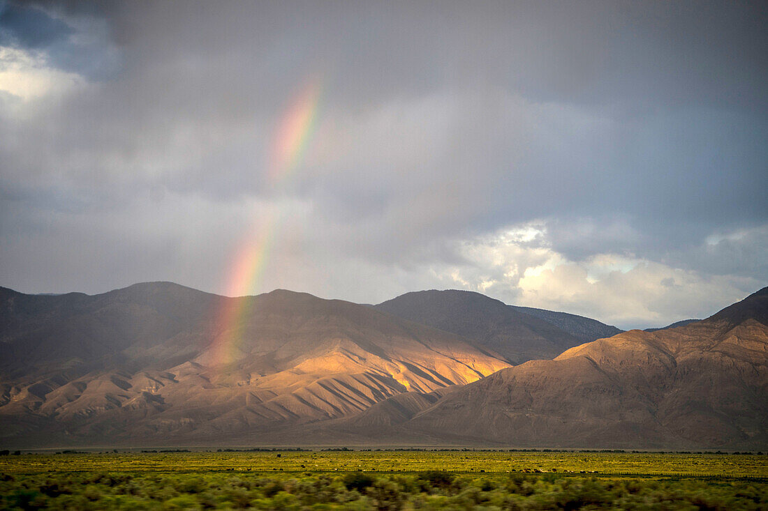 Rainbow over Owens Valley California, Bishop, California, USA