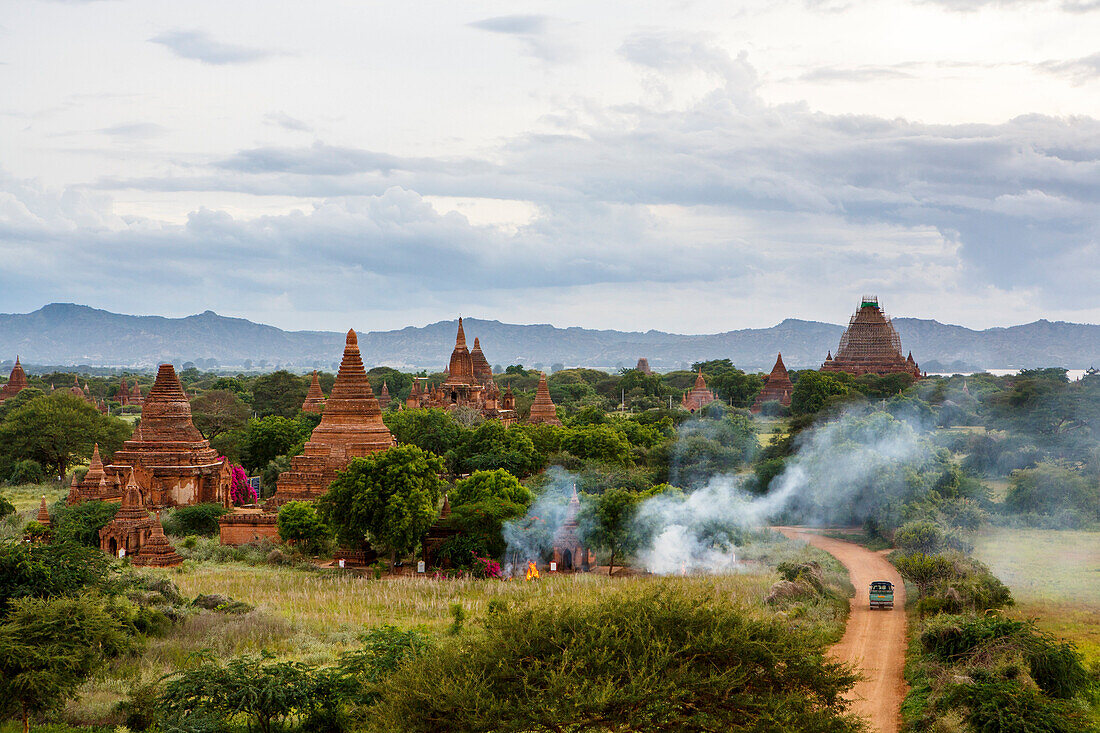 The most famous archaeological site in Myanmar is the valley of Bagan (also spelled Pagan), Mandalay Region, Myanmar, where thousands of ancient Buddhist temples and pagodas rise above the arid plains. The site is one of the most popular tourists destinat