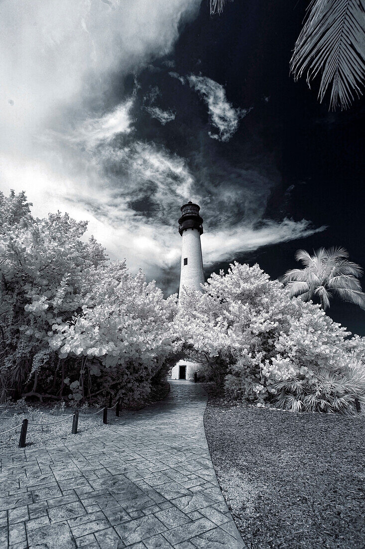 Infrared view of Cape Florida Lighthouse, Key Biscayne, Florida, USA