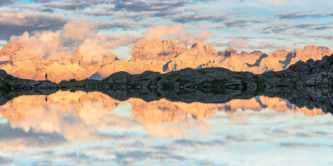 Brenta dolomites view from Lago Nero, Adamello Brenta natural park, Trento province, Trentino Alto Adige district, Italy, Europe