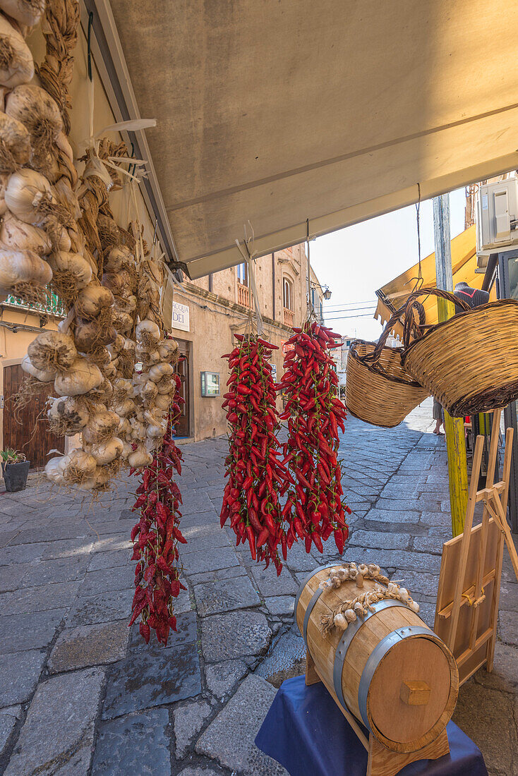 Tropea, Province of Vibo Valentia, Calabria, Italy, Typicall calabrian food, the peperoncino calabrese